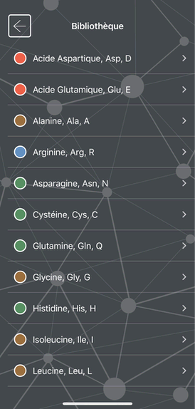Capture d'écran de la bibliothèque de l'application